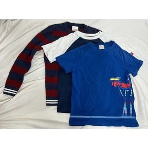 Hanna Andersson blue T shirt & striped cotton sweater, Spiderman shirt, sz 8 lot